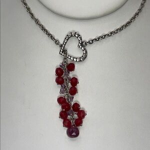 NWOT Artisan Handmade Sterling Silver Gemstone Heart Dangle Necklace
